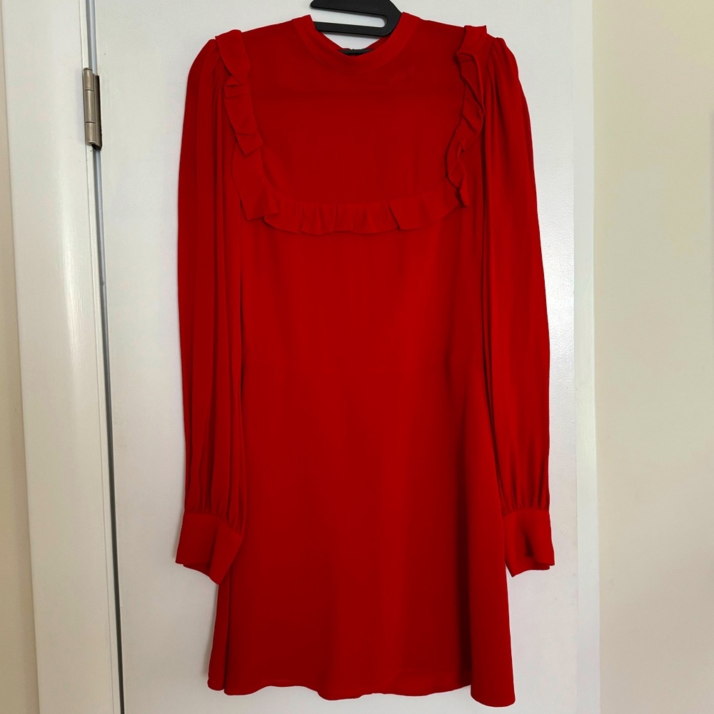 Reformation Red Long Sleeve Mini Dress